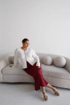 Fayt Skirts | BIANCA SLIP MIDI SKIRT MERLOT