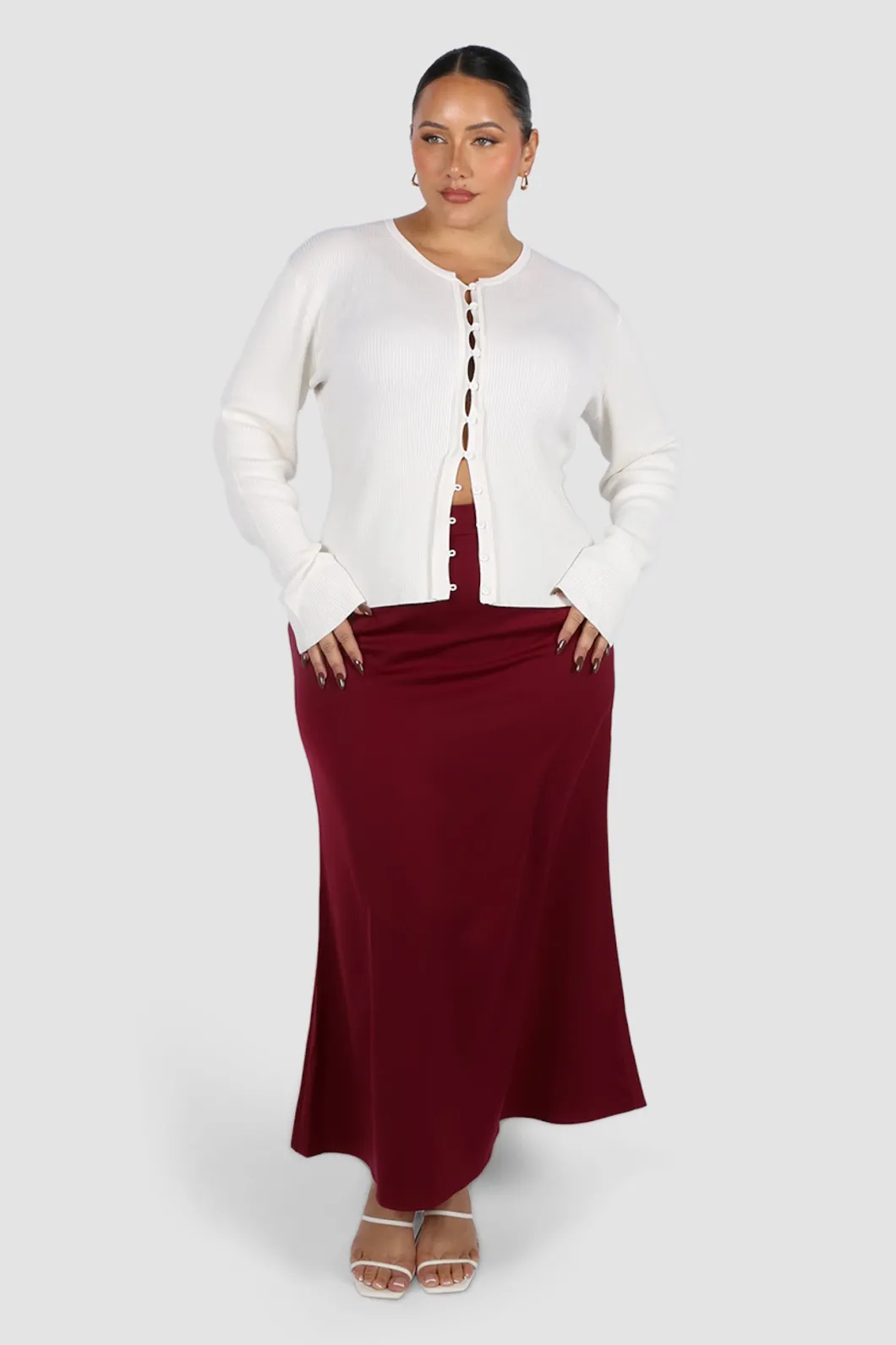 Fayt Skirts | BIANCA SLIP MIDI SKIRT MERLOT