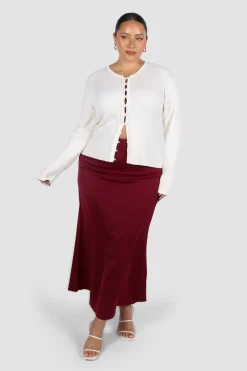 Fayt Skirts | BIANCA SLIP MIDI SKIRT MERLOT