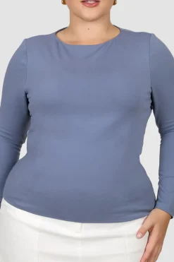 Fayt Tops | BUTTERY LONG SLEEVE STEEL BLUE