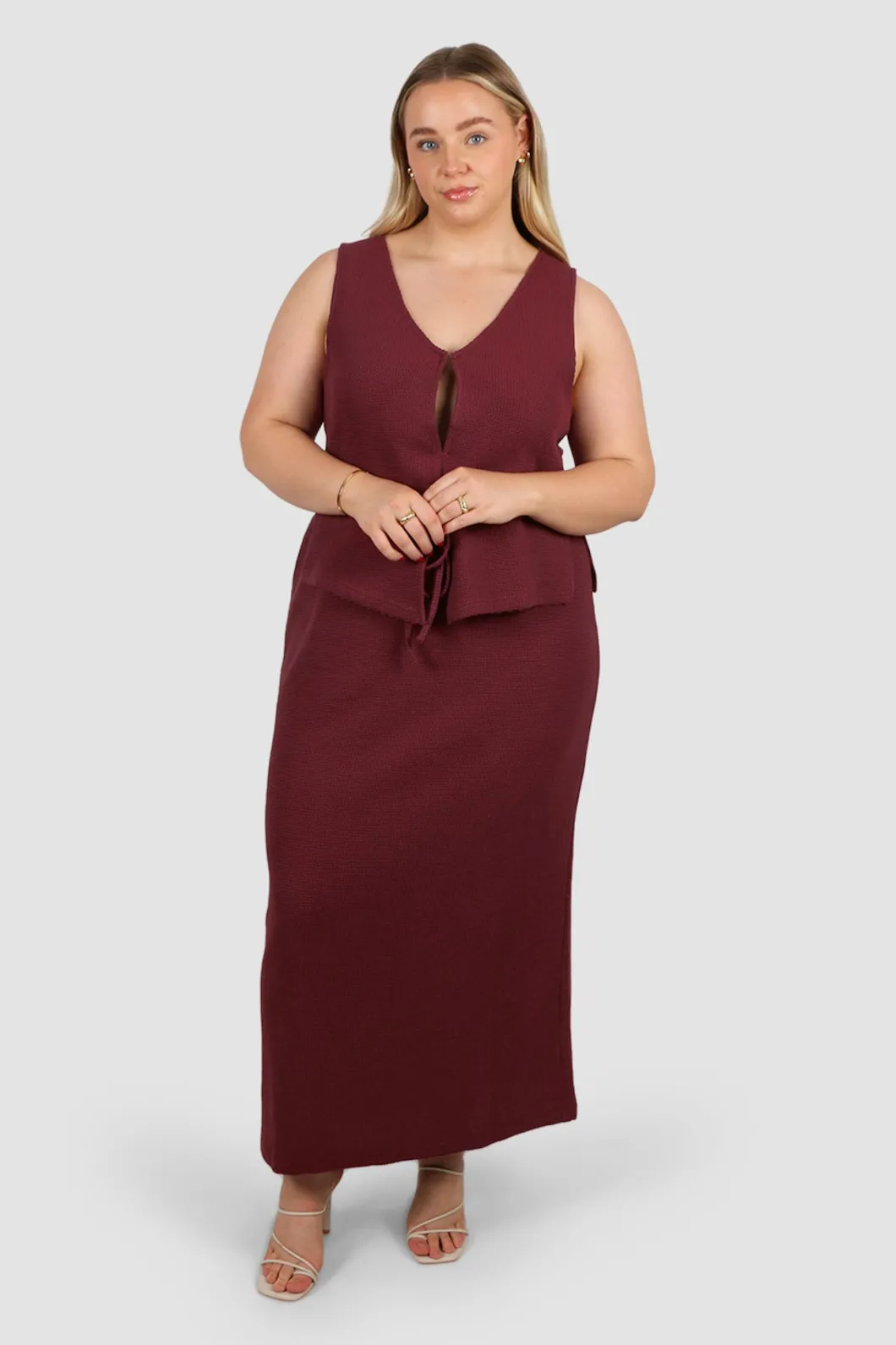 Fayt Tops | Sets | EVIE WAFFLE TOP MERLOT