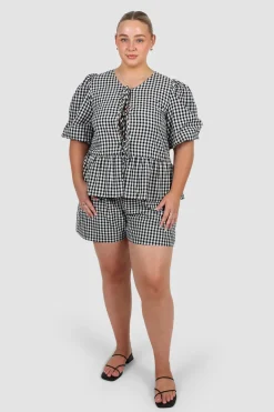 Fayt Tops | Sets | FAWN TOP B&W GINGHAM
