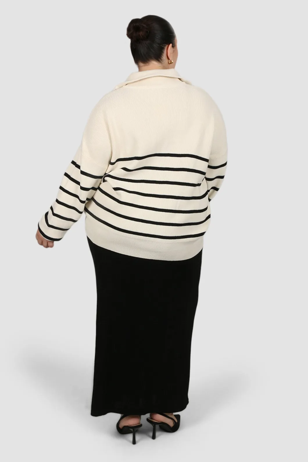Fayt Tops | Sweaters & Knits | FLETCHER ZIP KNIT CREAM STRIPE