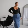 Fayt Denim | Jeans | HUDSON MIDI SKIRT DEEP BLUE