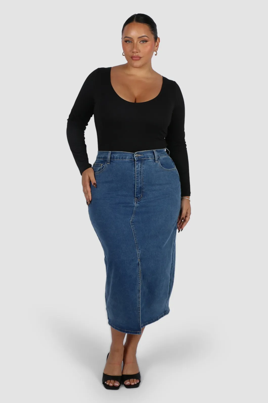 Fayt Denim | Jeans | HUDSON MIDI SKIRT DEEP BLUE