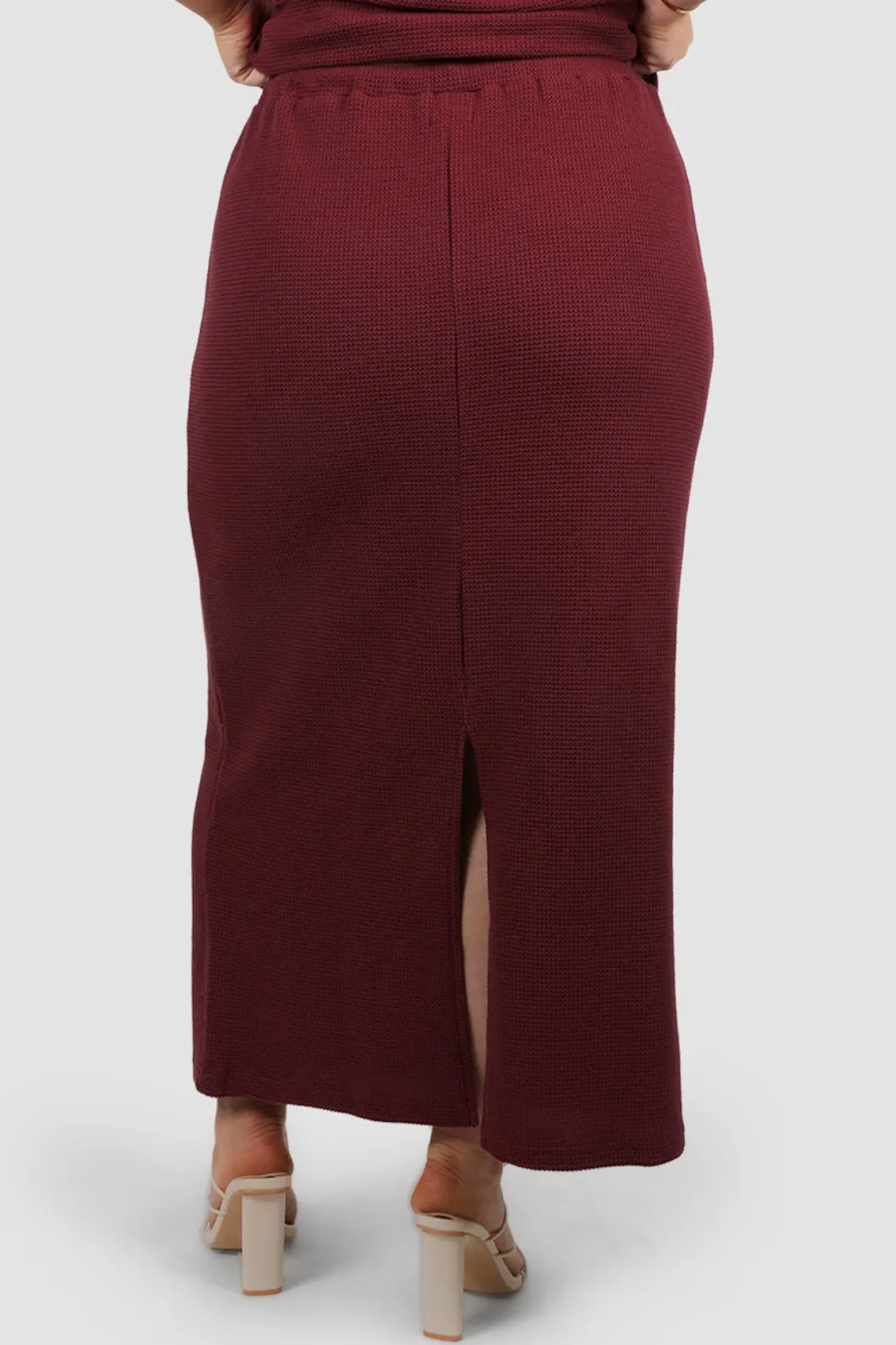 Fayt Skirts | Sets | MARLEY WAFFLE MAXI SKIRT MERLOT