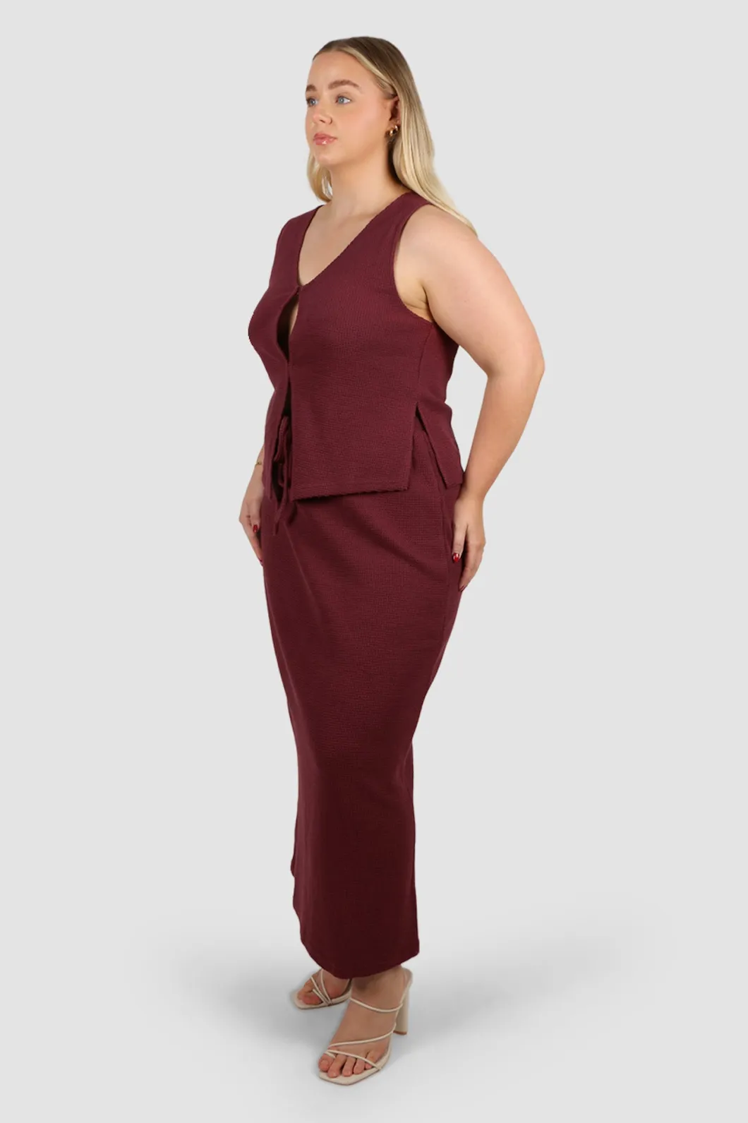 Fayt Skirts | Sets | MARLEY WAFFLE MAXI SKIRT MERLOT