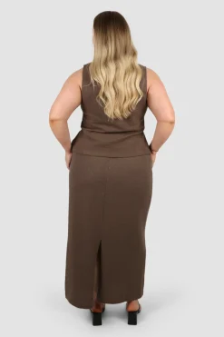 Fayt Skirts | Sets | MARLEY WAFFLE MAXI SKIRT MOCHA