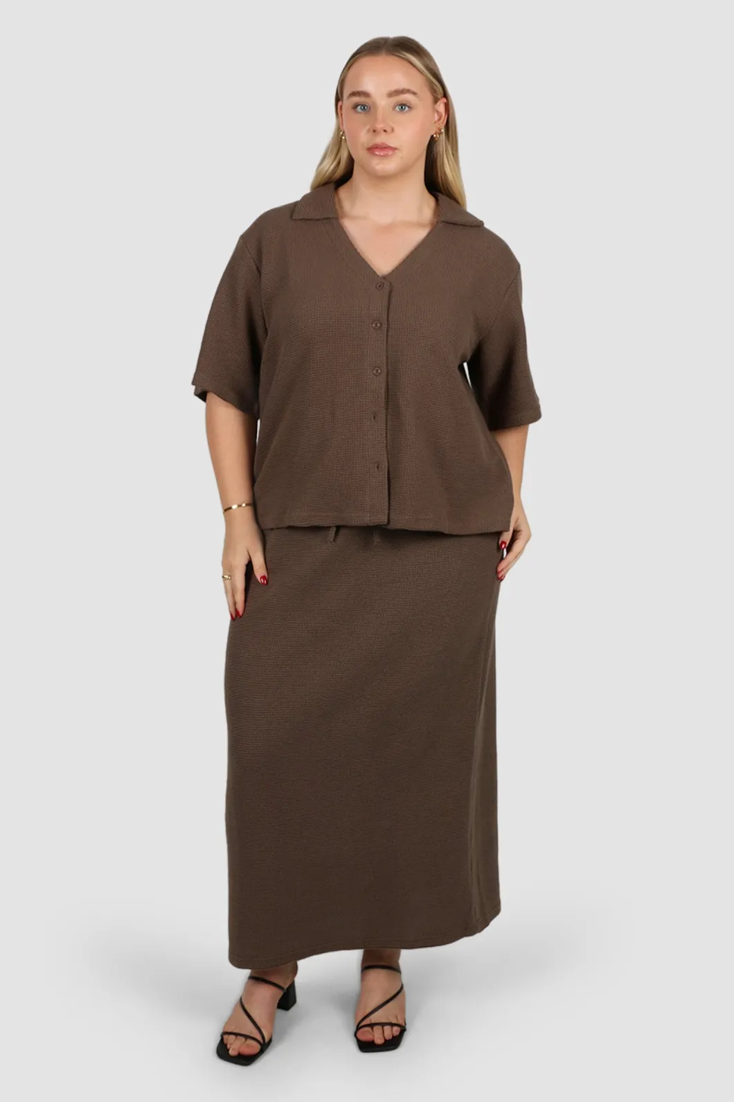 Fayt Skirts | Sets | MARLEY WAFFLE MAXI SKIRT MOCHA