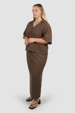 Fayt Skirts | Sets | MARLEY WAFFLE MAXI SKIRT MOCHA