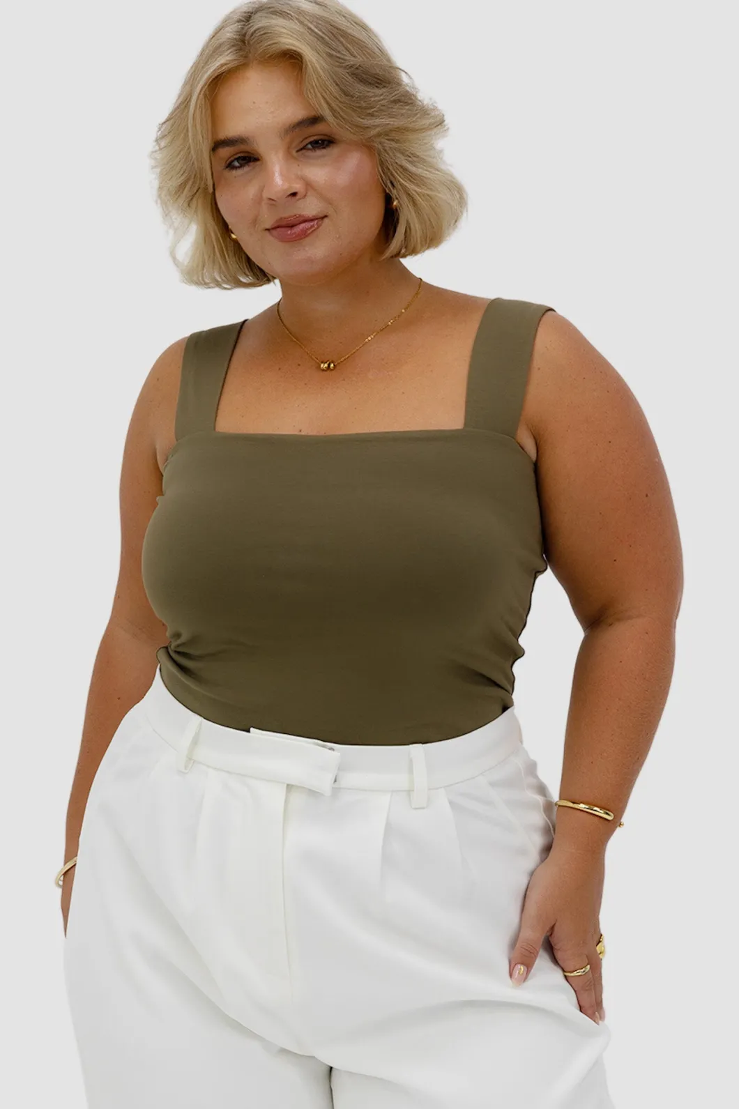 Fayt Tops | QUINN FULL LENGTH TOP OLIVE