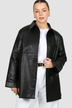 Fayt Tops | Jackets, Knits & Coats | RAIDEN PU LEATHER JACKET BLACK