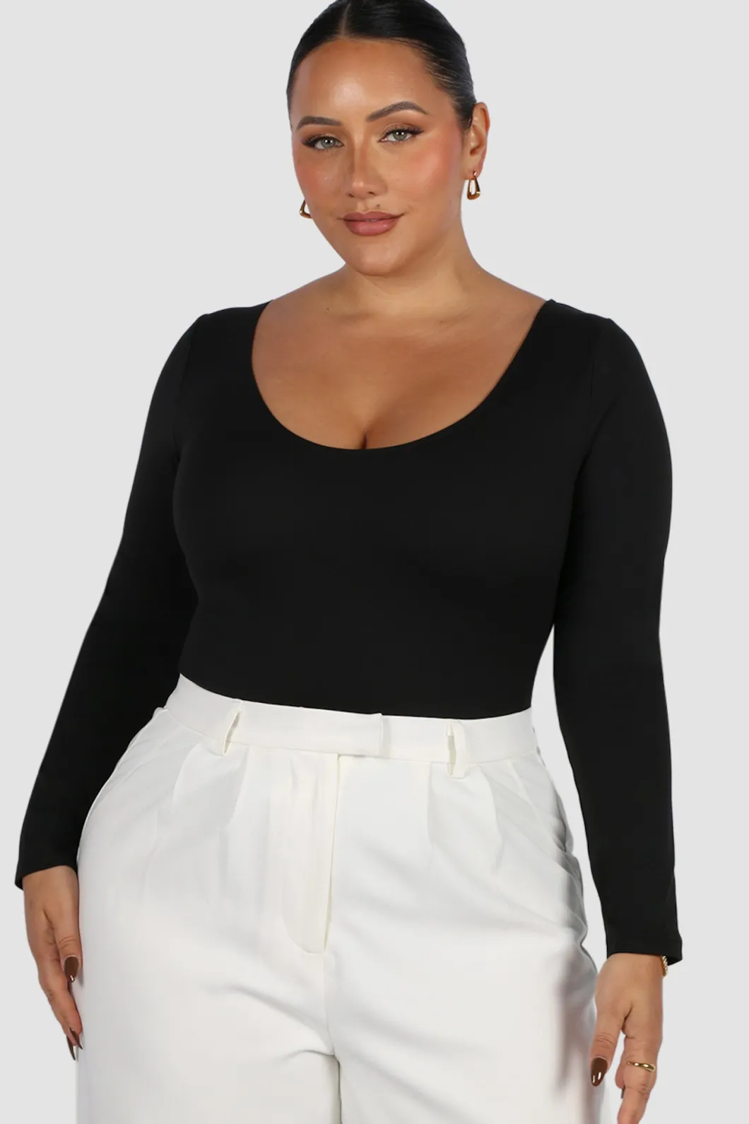 Fayt Tops | SCOOP NECK BODYSUIT BLACK