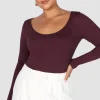 Fayt Tops | SCOOP NECK BODYSUIT DEEP PLUM