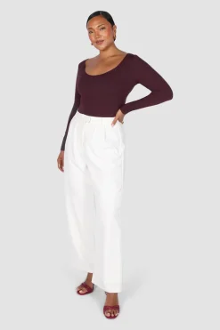 Fayt Tops | SCOOP NECK BODYSUIT DEEP PLUM