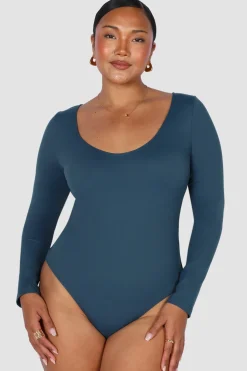 Fayt Tops | SCOOP NECK BODYSUIT DEEP TEAL