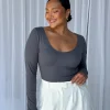 Fayt Tops | SCOOP NECK BODYSUIT GREY