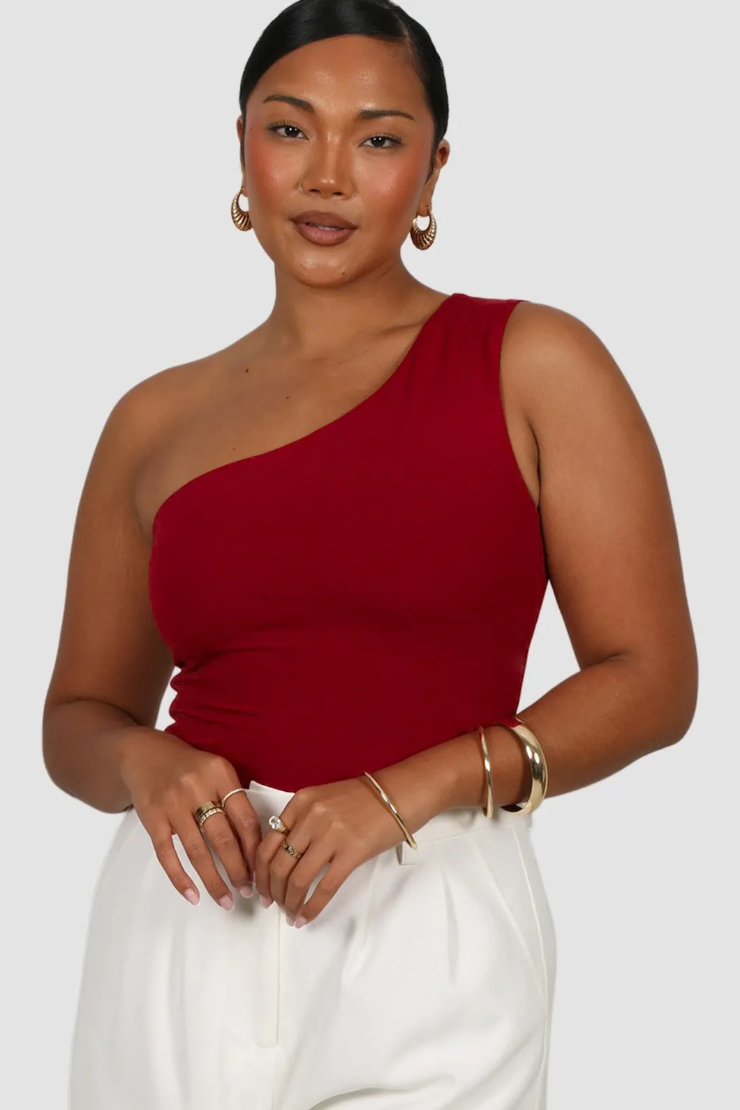 Fayt Tops | SULLIVAN ONE SHOULDER TOP CHERRY