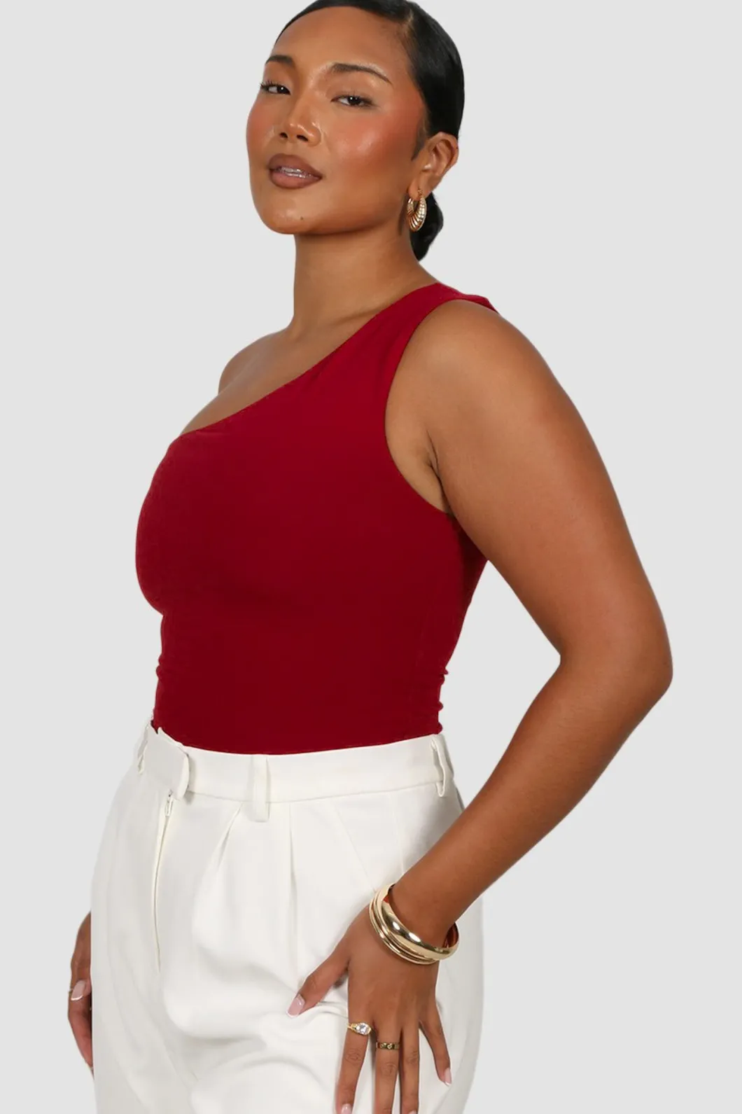 Fayt Tops | SULLIVAN ONE SHOULDER TOP CHERRY