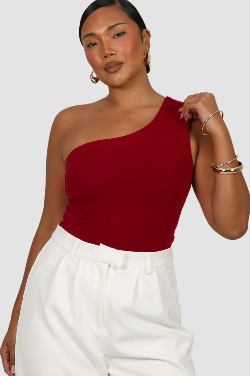 Fayt Tops | SULLIVAN ONE SHOULDER TOP CHERRY