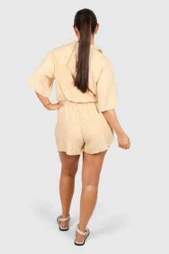 Fayt Playsuits + Jumpsuits | ZEPHYR LINEN PLAYSUIT NEUTRAL