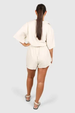 Fayt Playsuits + Jumpsuits | ZEPHYR LINEN PLAYSUIT OAT