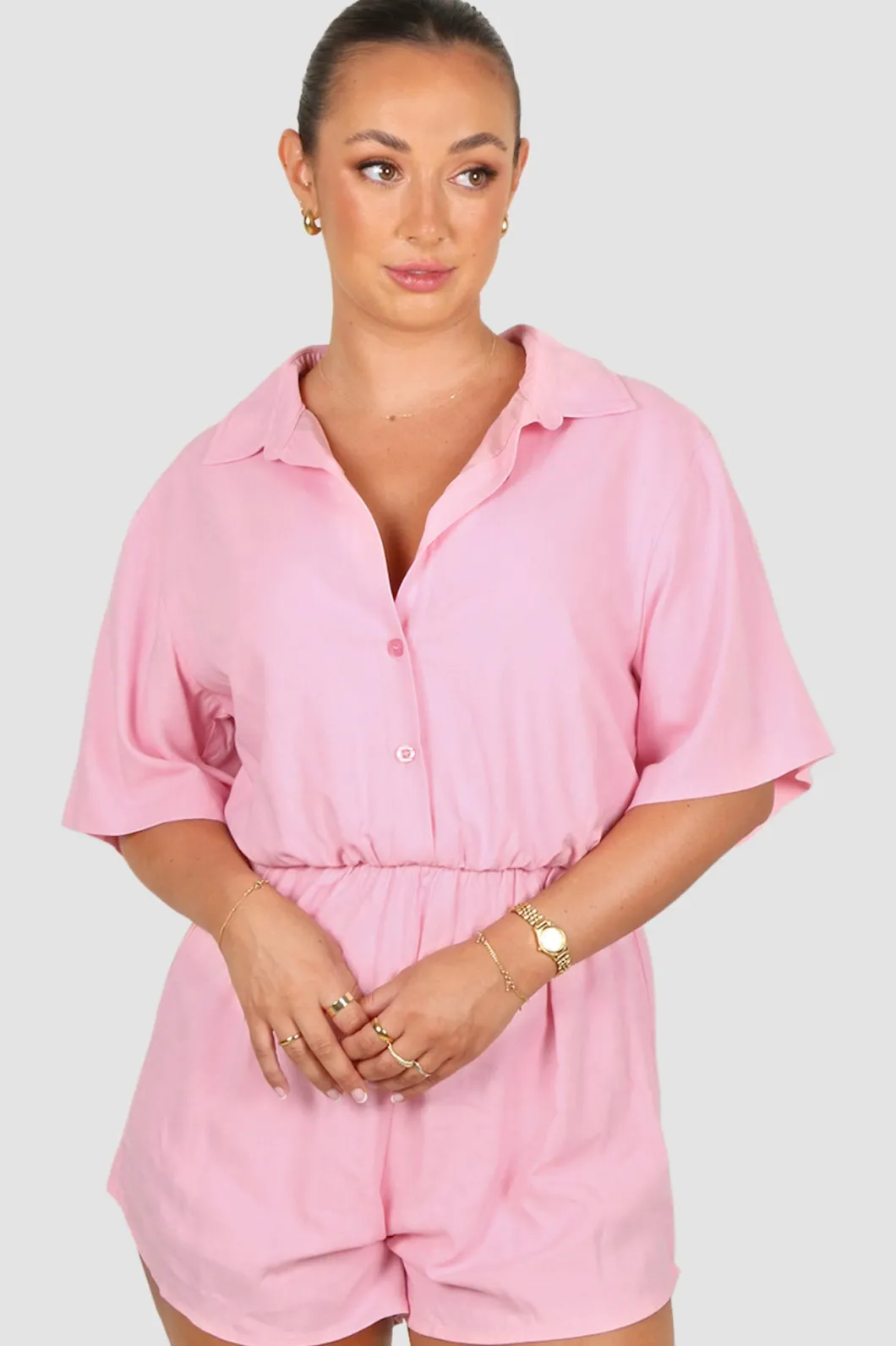 Fayt Playsuits + Jumpsuits | ZEPHYR LINEN PLAYSUIT PINK