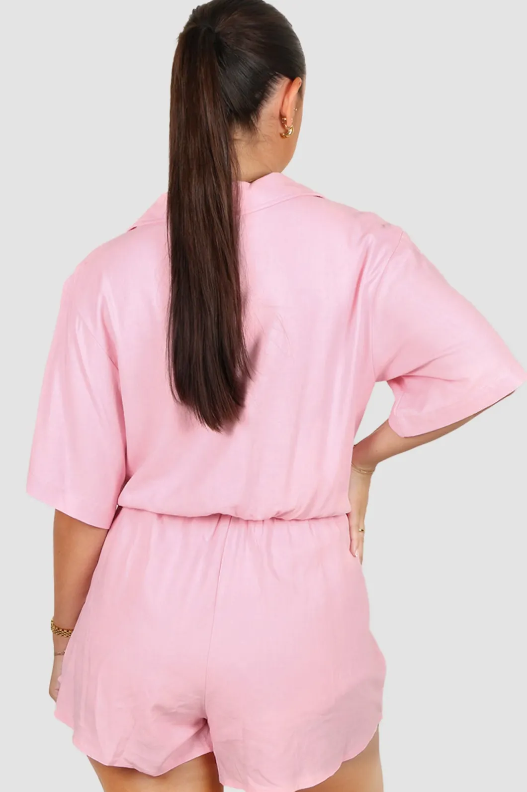 Fayt Playsuits + Jumpsuits | ZEPHYR LINEN PLAYSUIT PINK