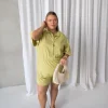 Fayt Playsuits + Jumpsuits | ZEPHYR LINEN PLAYSUIT PISTACHIO