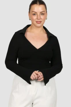 Fayt Tops | Jackets, Knits & Coats | ZITA RIB TOP BLACK
