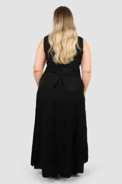 Fayt Sets | ZYLA TIERED MAXI SKIRT BLACK