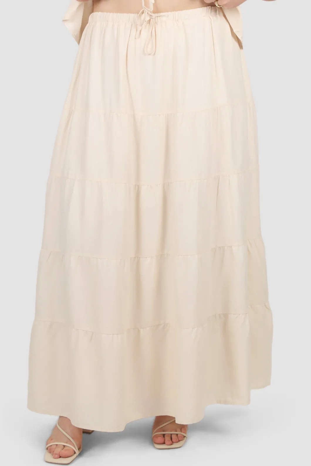 Fayt Skirts | Sets | ZYLA TIERED MAXI SKIRT NEUTRAL