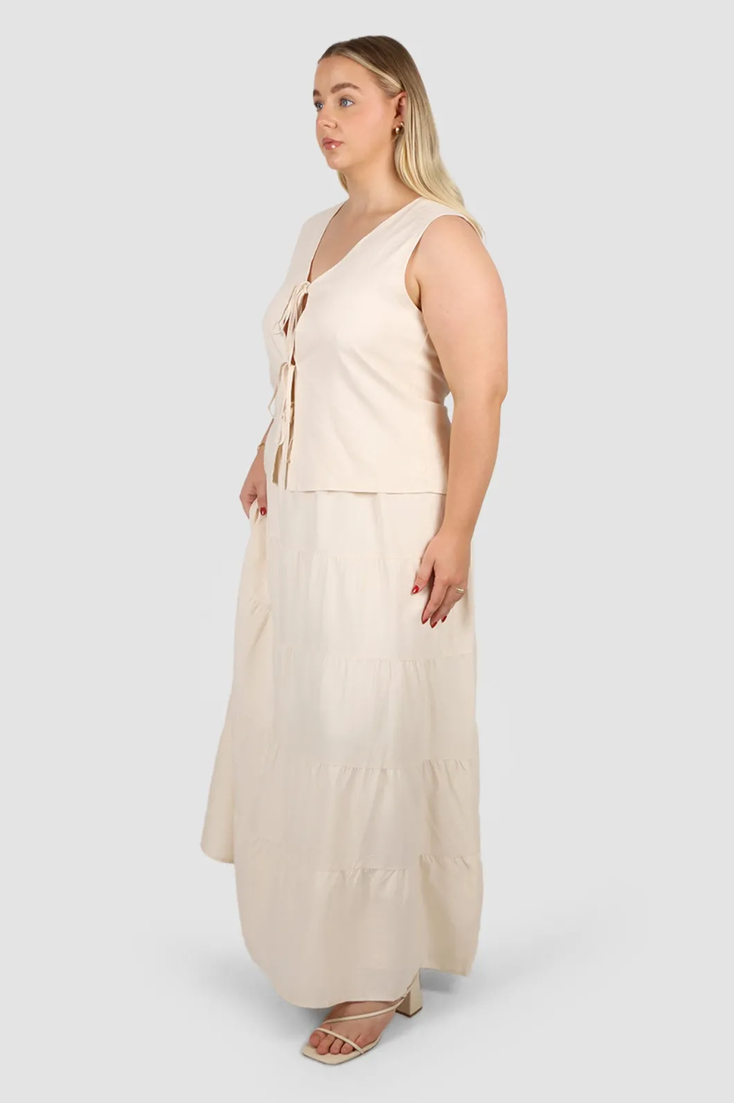 Fayt Skirts | Sets | ZYLA TIERED MAXI SKIRT NEUTRAL